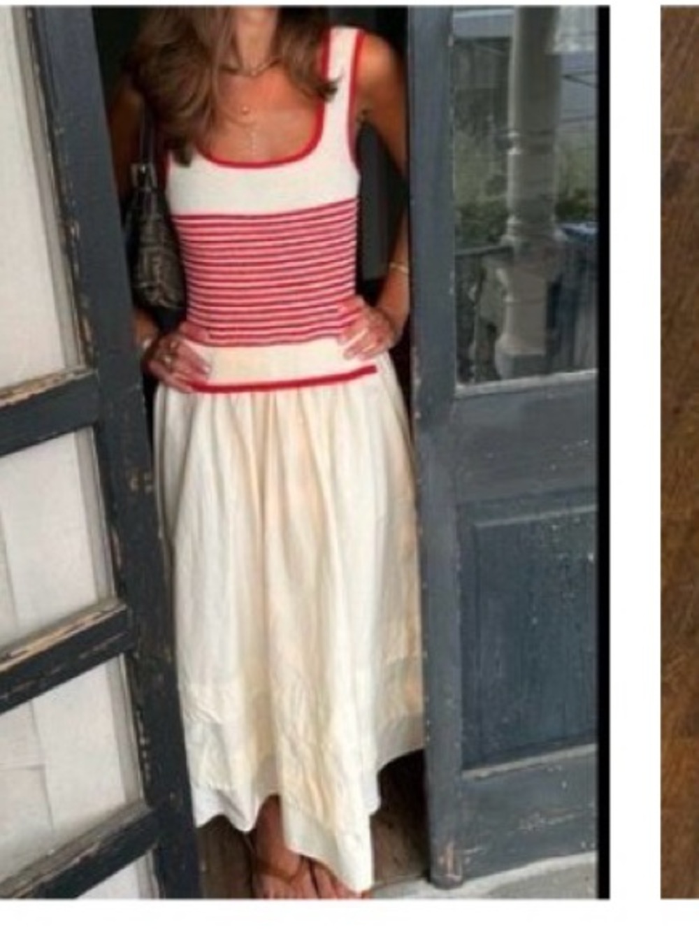 Moon River Cream Dress with Red Trim nautical med
